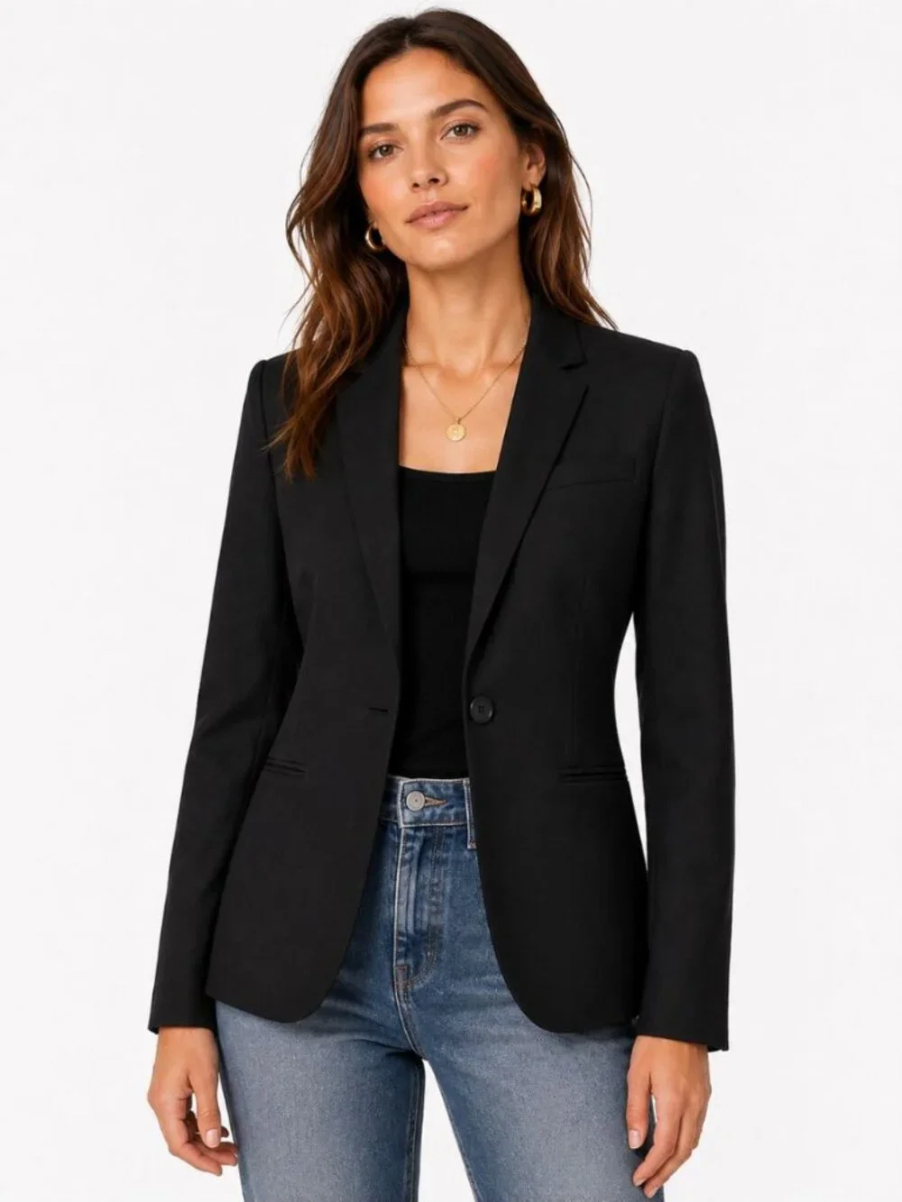 J.Crew Women's 100% Wool Super 120's Black Blazer 1-Button Career Size 2 Tall